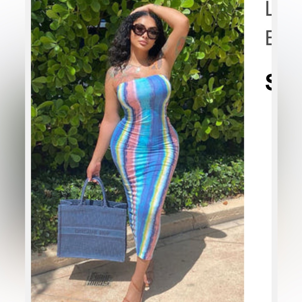 Fashion Nova Multicolor Strapless Dress